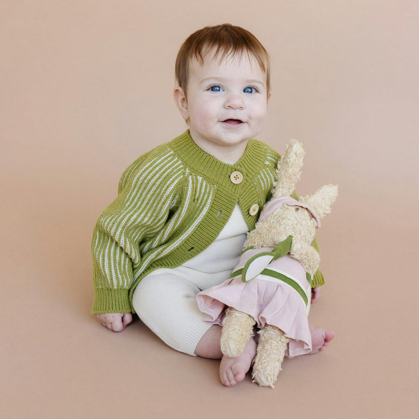 Cotton Brioche Cardigan, Green