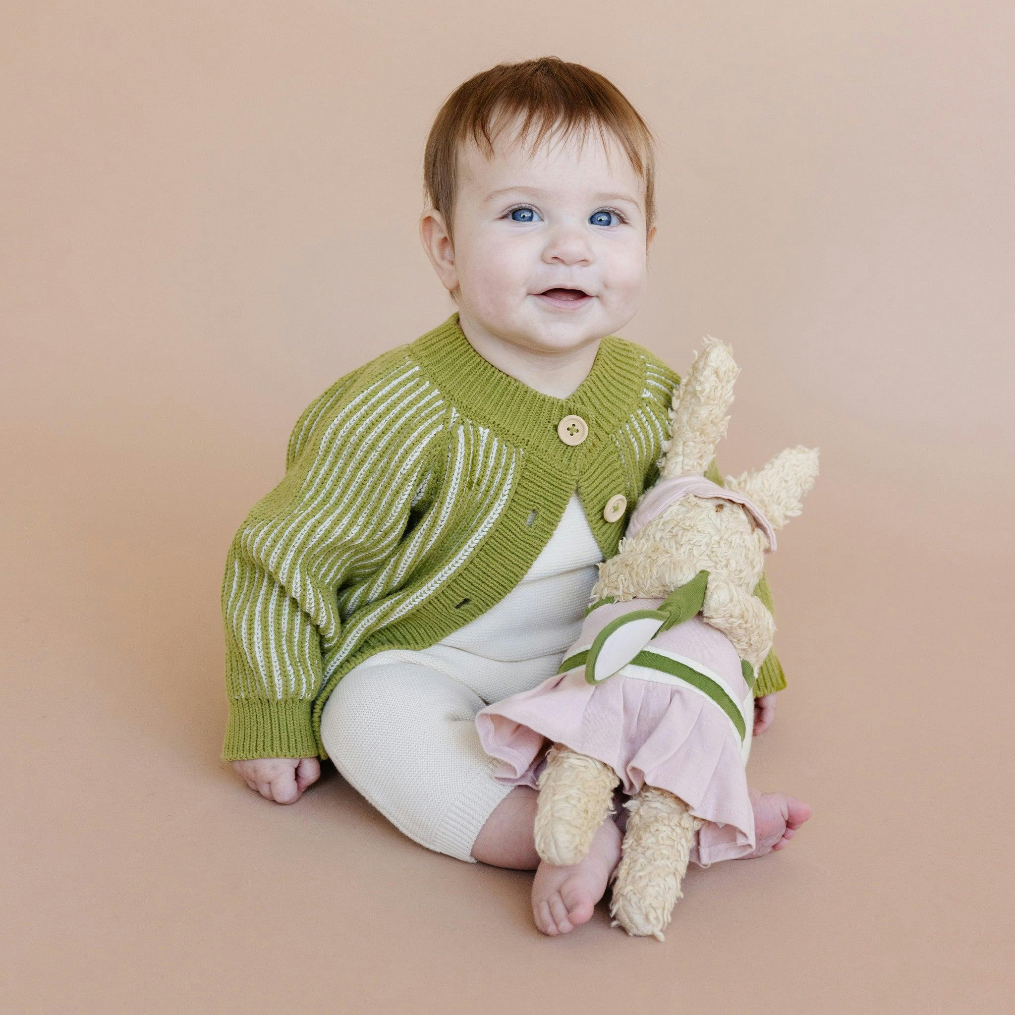 Cotton Brioche Cardigan, Green