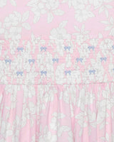 Molly Smocked Pinafore Dress in Pale Pink Floral