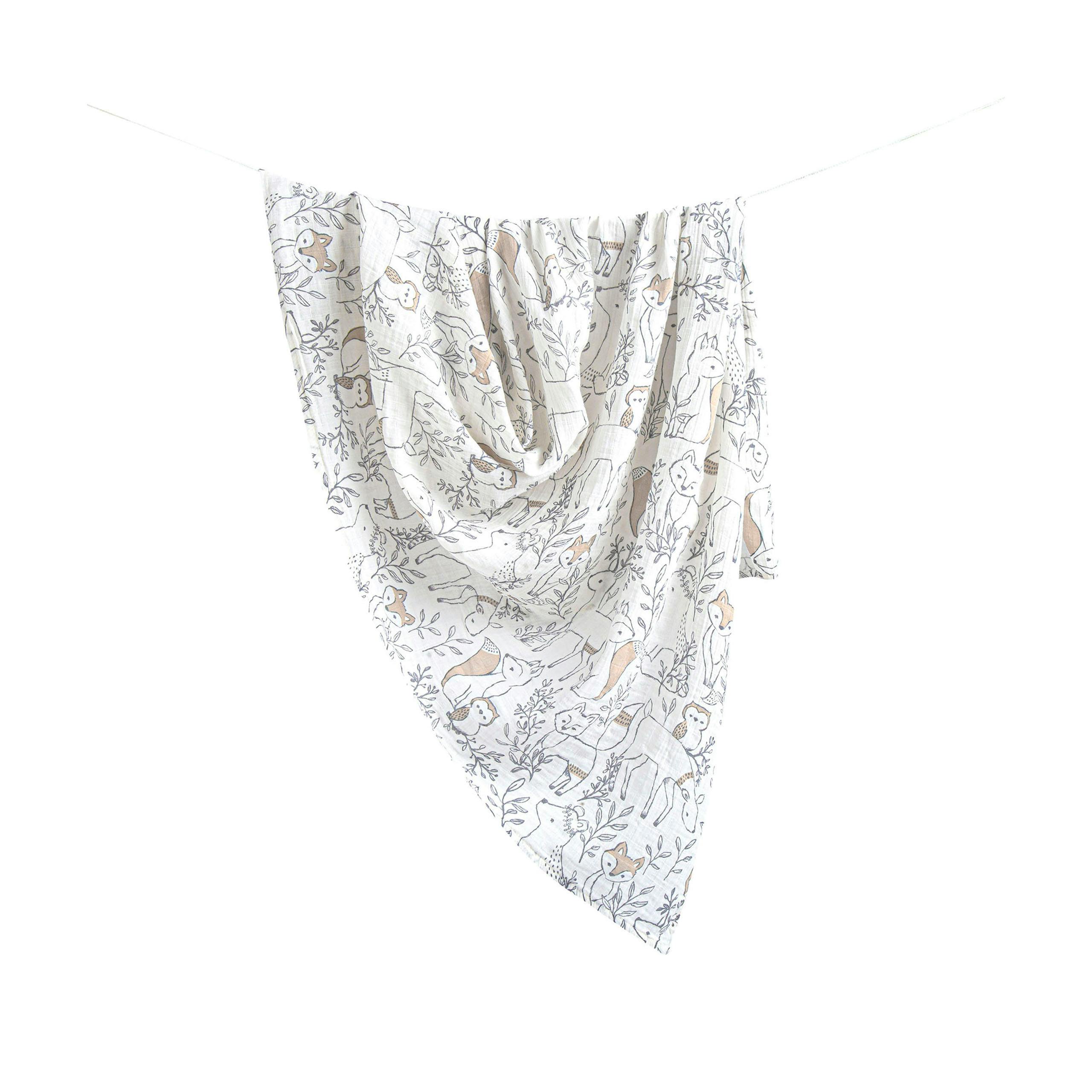 Ezra Cotton Muslin Swaddle Blanket Set (Woodland, Set of 2)