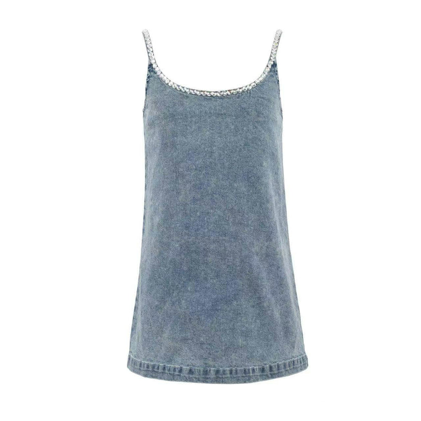 Gems Bow Denim Dress