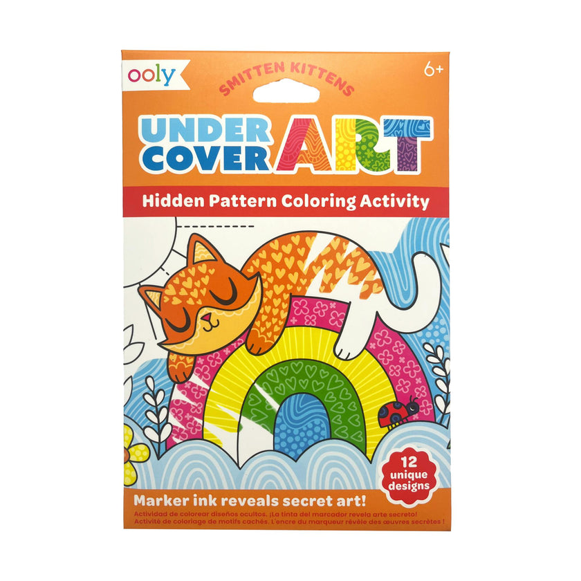 Undercover Art Hidden Pattern Coloring Activity Art Cards - Smitten Kittens - 12 Cards
