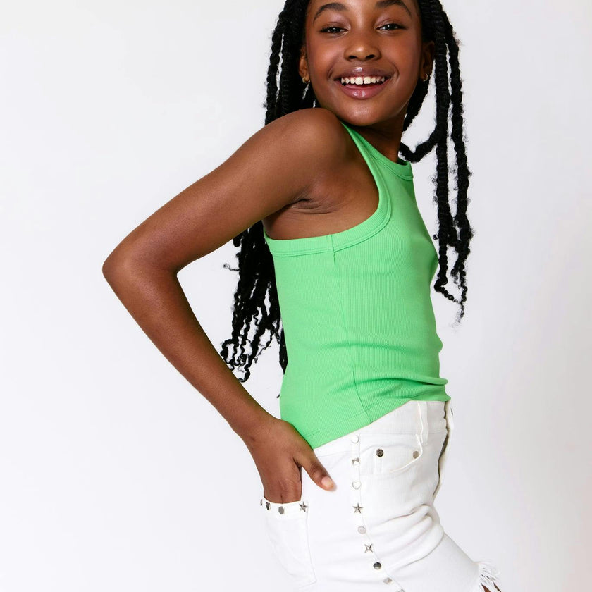 Girls Twill Stud Short in White