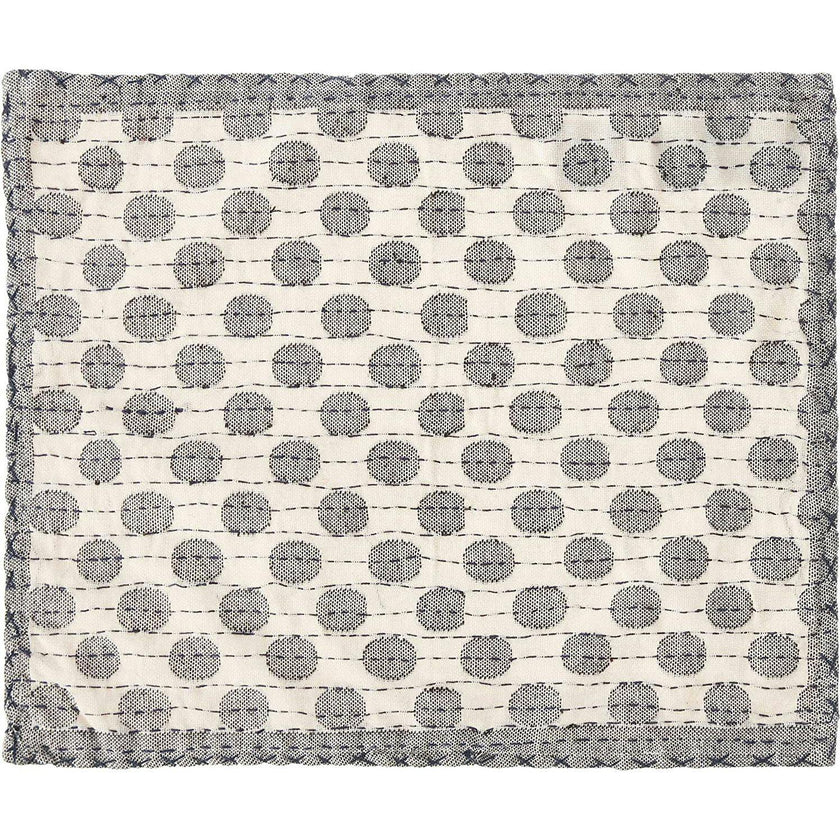 Artisan Hand Loomed Placemat - Navy Dots - 14" x 19"- Set of 4
