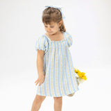 Odalys Floral Stripe - Puff Sleeve Dress with Bloomer