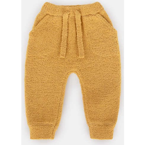 Fuzzy Drawstring Waist Ribbed Cuff Joggers