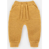 Fuzzy Drawstring Waist Ribbed Cuff Joggers