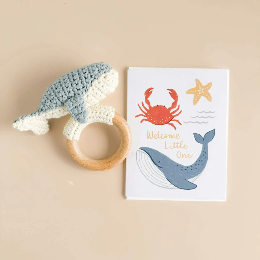 Nautical Swaddle and Teether Set - Whale