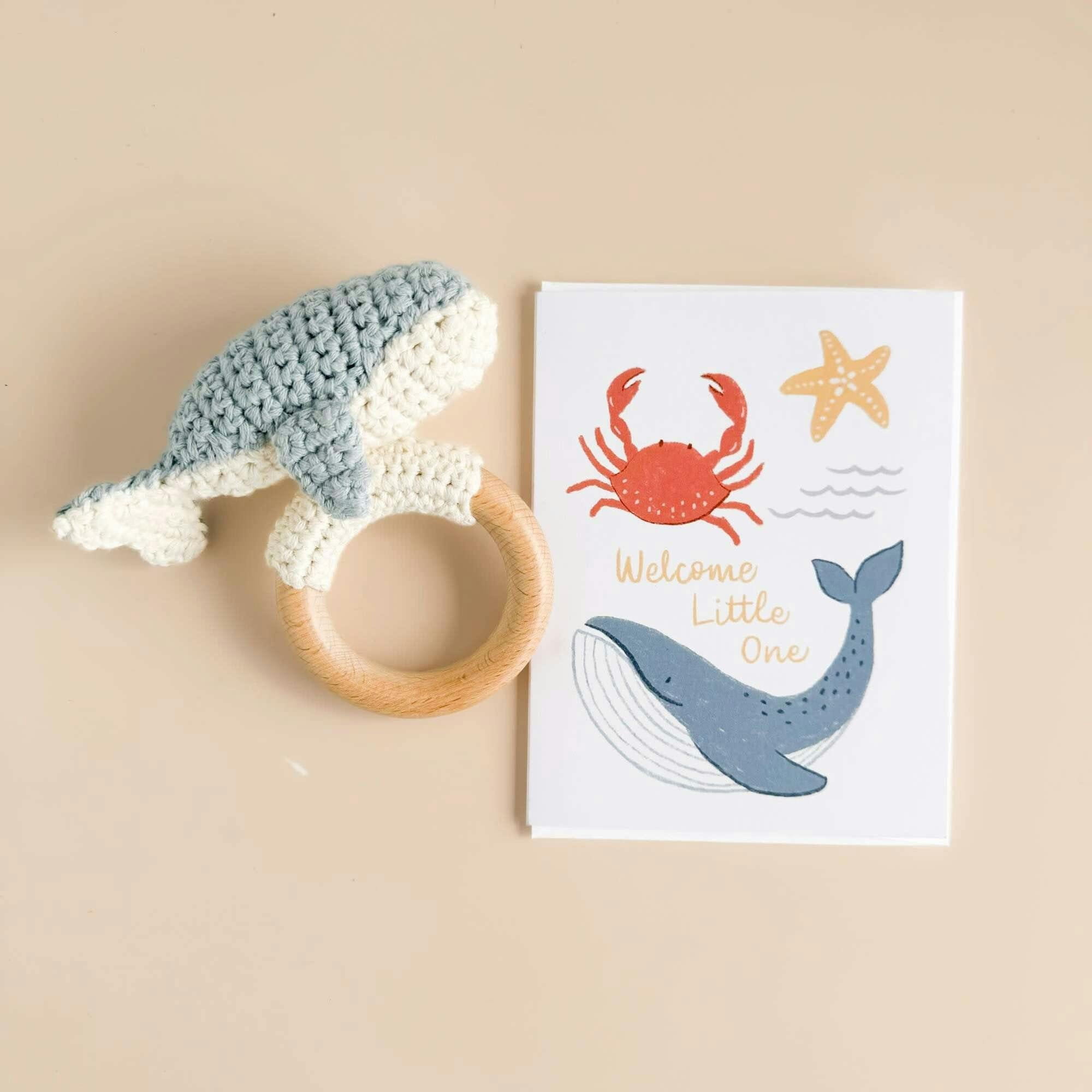 Nautical Swaddle and Teether Set - Whale