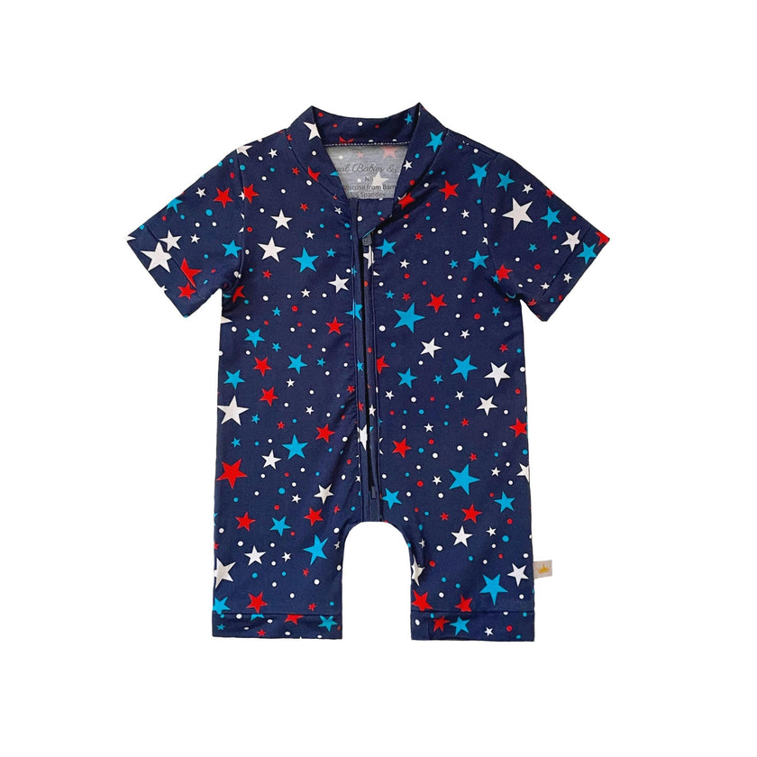 Independence Day July 4th Star Patriotic Memorial Boys/Girls Short Baby Romper