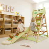 Avenlur Bush 6-in-1 Indoor Wooden Jungle Gym Climber – Montessori Toddler Playset with Slide, Rock Wall, Ladder & More