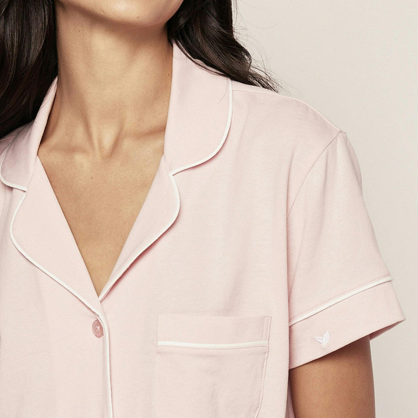 Women's Pima Short Sleeve Short Set in Pink
