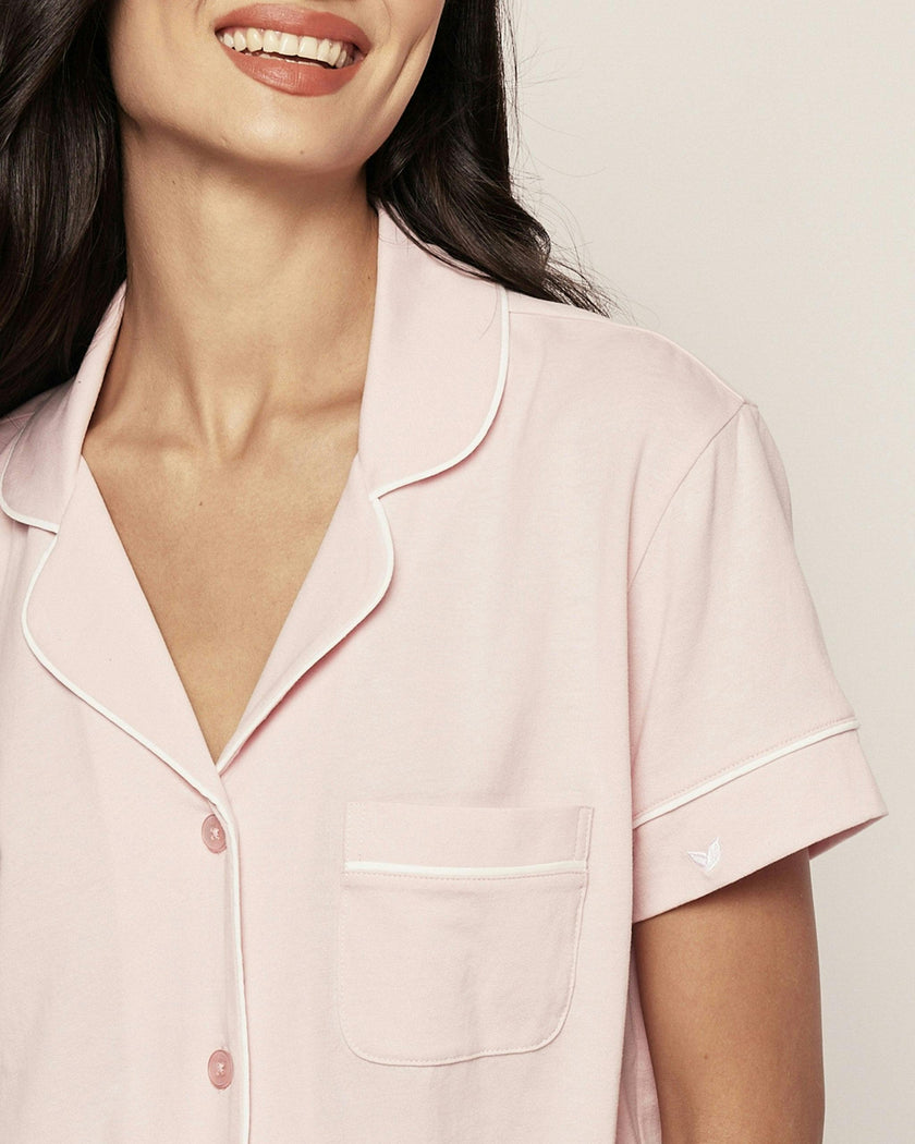Women's Pima Short Sleeve Short Set in Pink