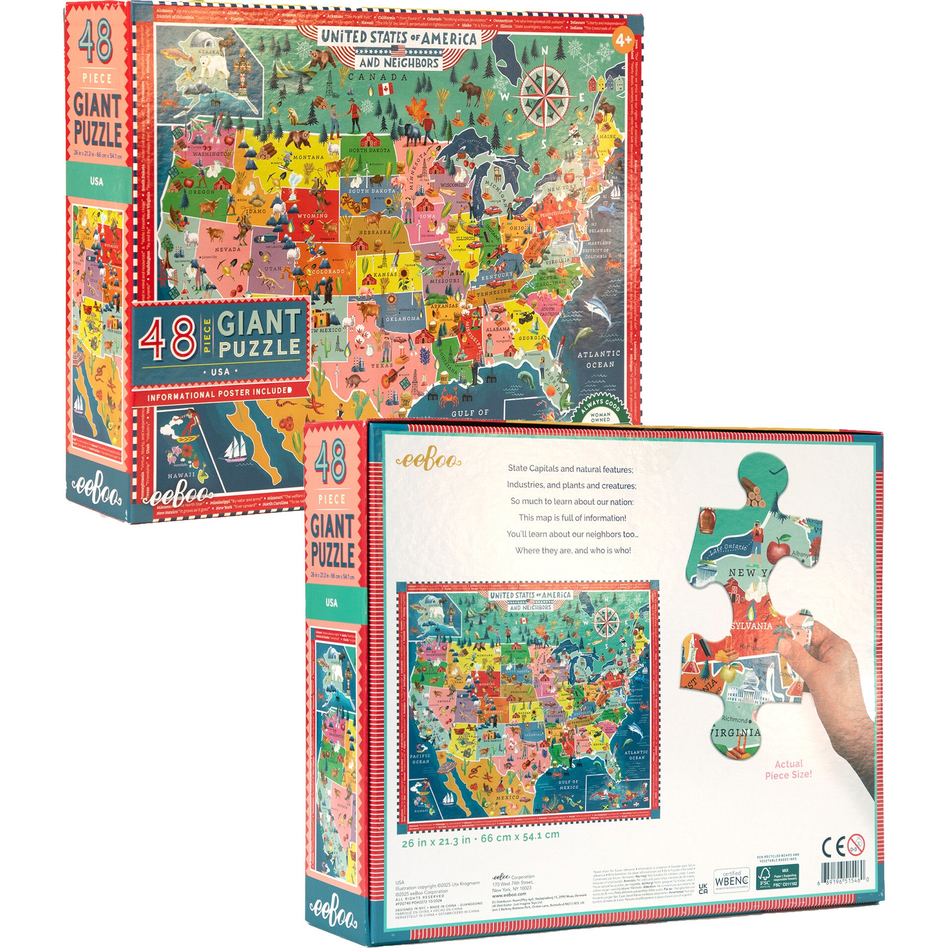 Giant Puzzle: USA Map - 48 Piece