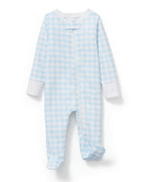 Baby's Pima Romper in Light Blue Gingham