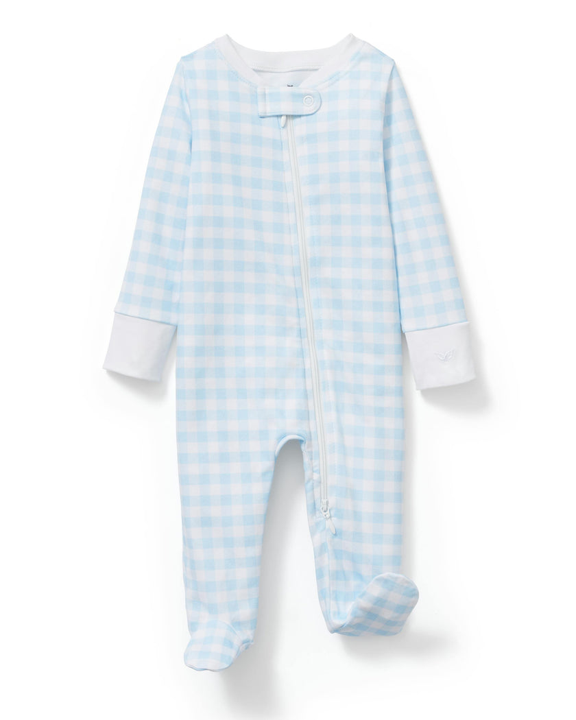 Baby's Pima Romper in Light Blue Gingham