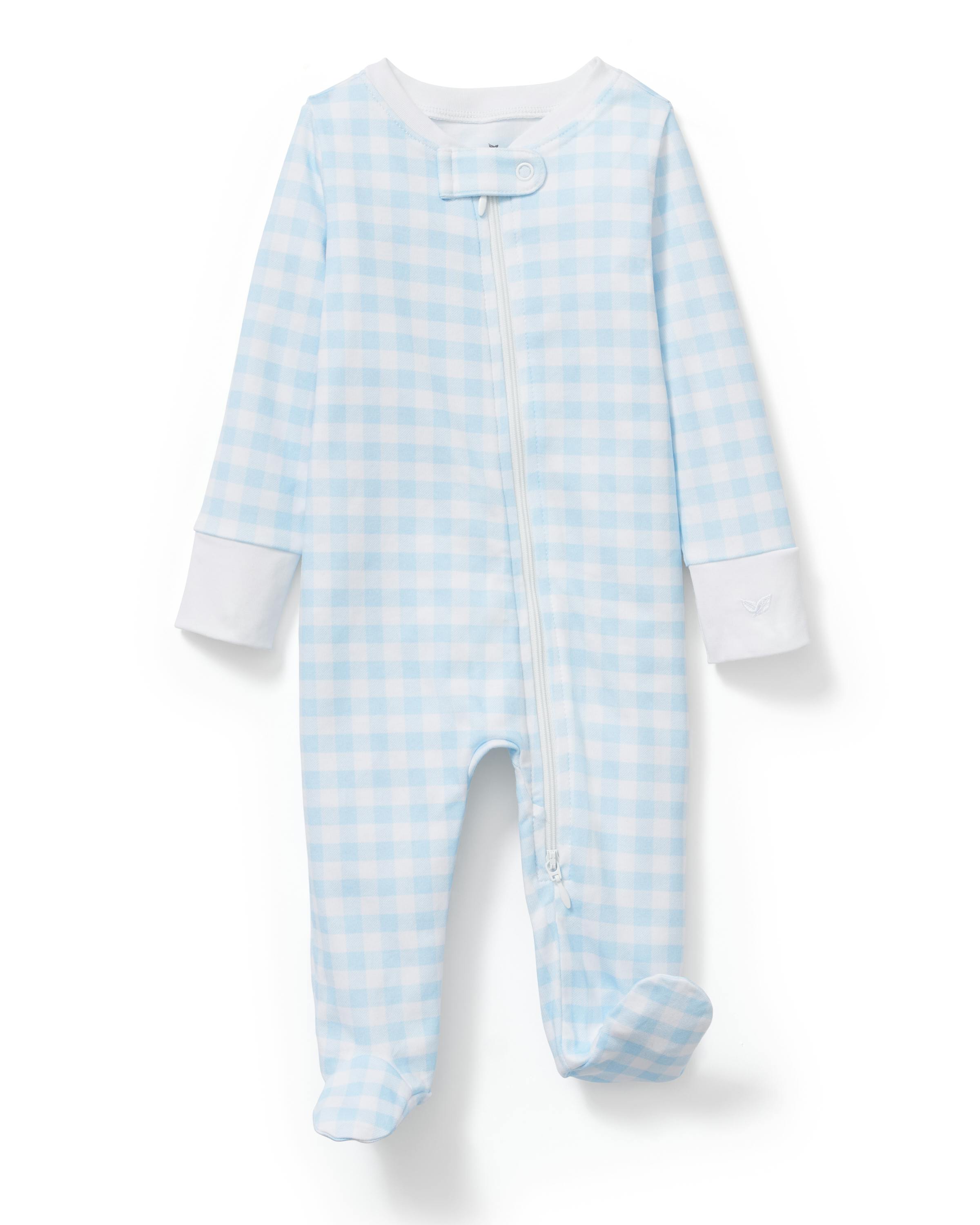 Baby's Pima Romper in Light Blue Gingham