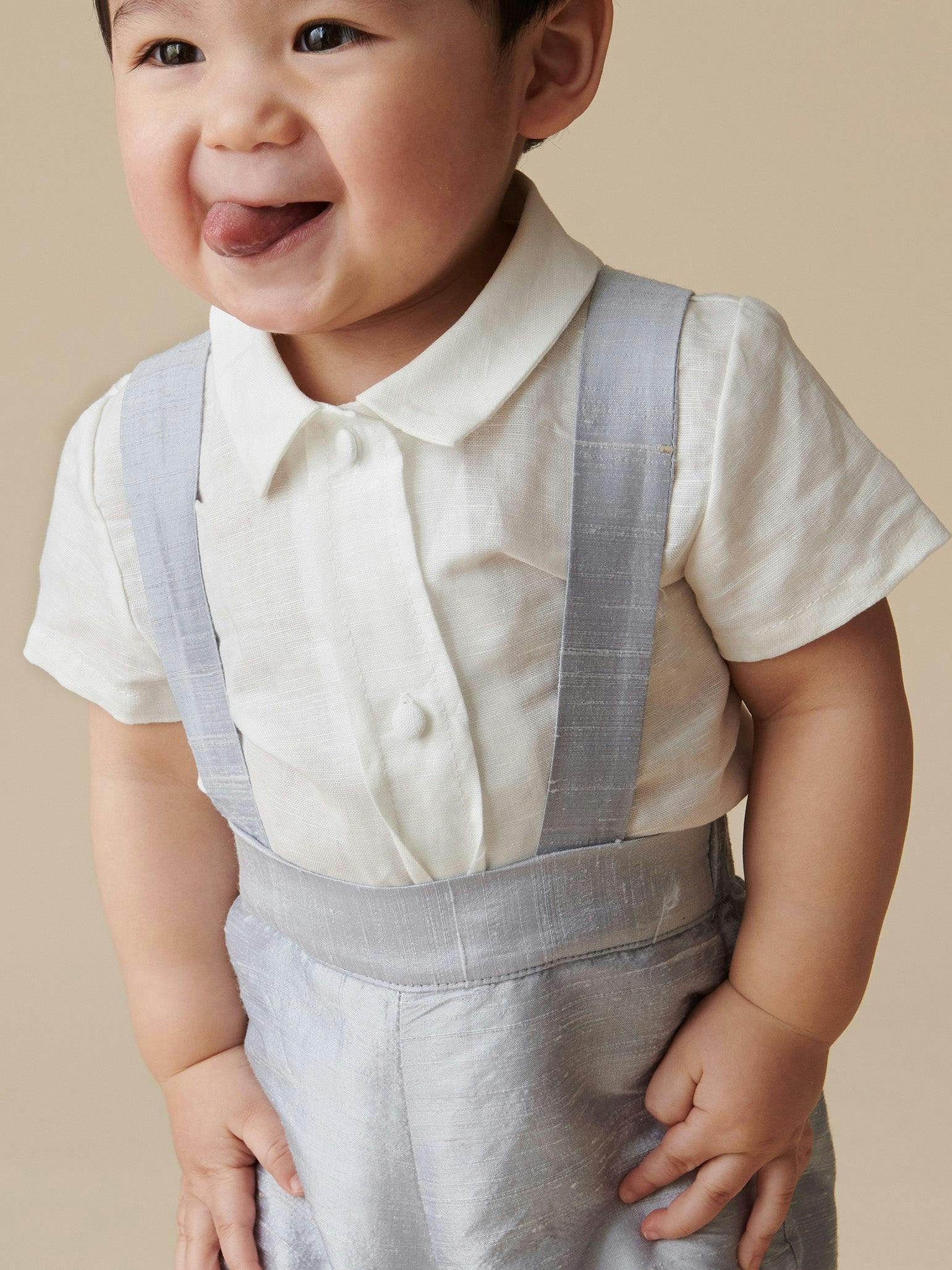 Light Blue Aliso Ceremony Silk Baby Boy Set