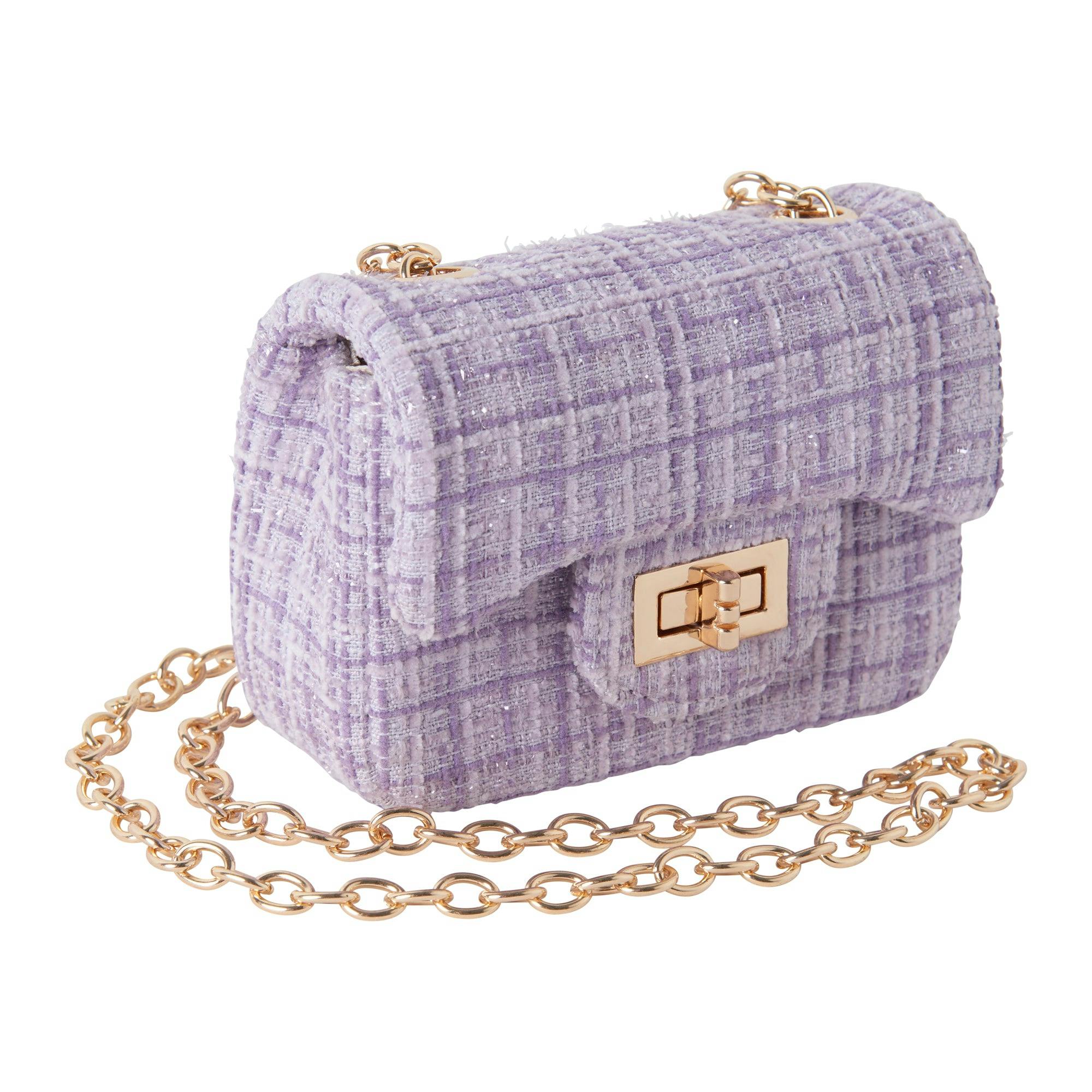 Lavender Tweed Cross Body Bag
