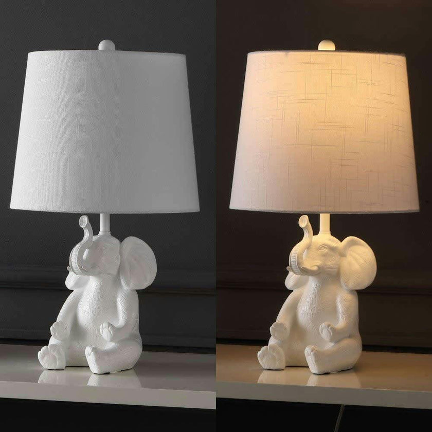 Kairi 21" Modern Shabby Chic Resin/Iron Happy Elephant LED Kids' Table Lamp with Phone Stand
