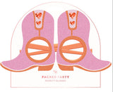 Packed Party Better in Boots Pink Glitter Cowboy Boot Novelty Party Glasses - Glitter Felt Boot Shape with Jewel Heart Details, One Size Fits All