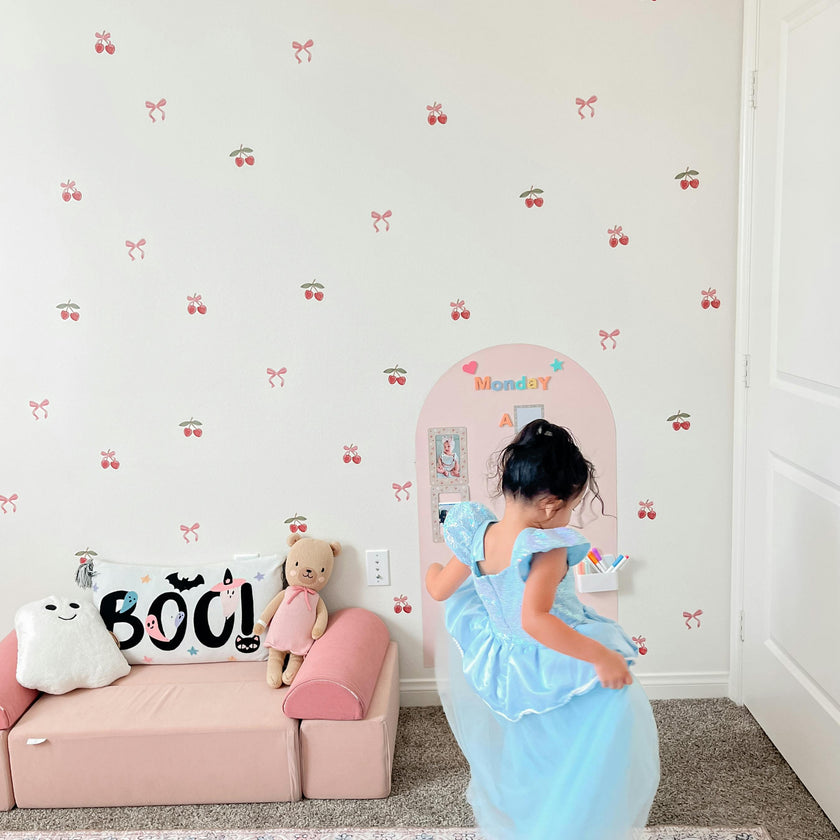Peel & Stick Fabric Wall Stickers - Cherries & Bows