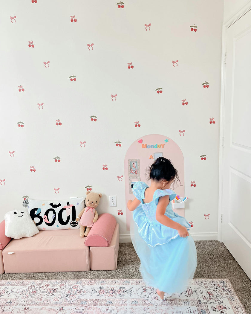 Peel & Stick Fabric Wall Stickers - Cherries & Bows