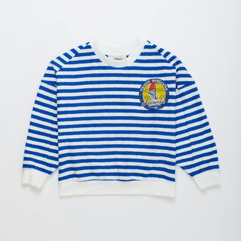 LEVANTE STRIPED KNIT SWEATSHIRT WHITE & BLUE