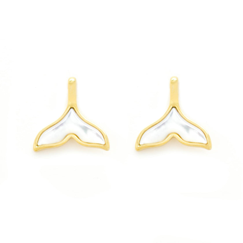 Mother of Pearl Whale Tail Earrings