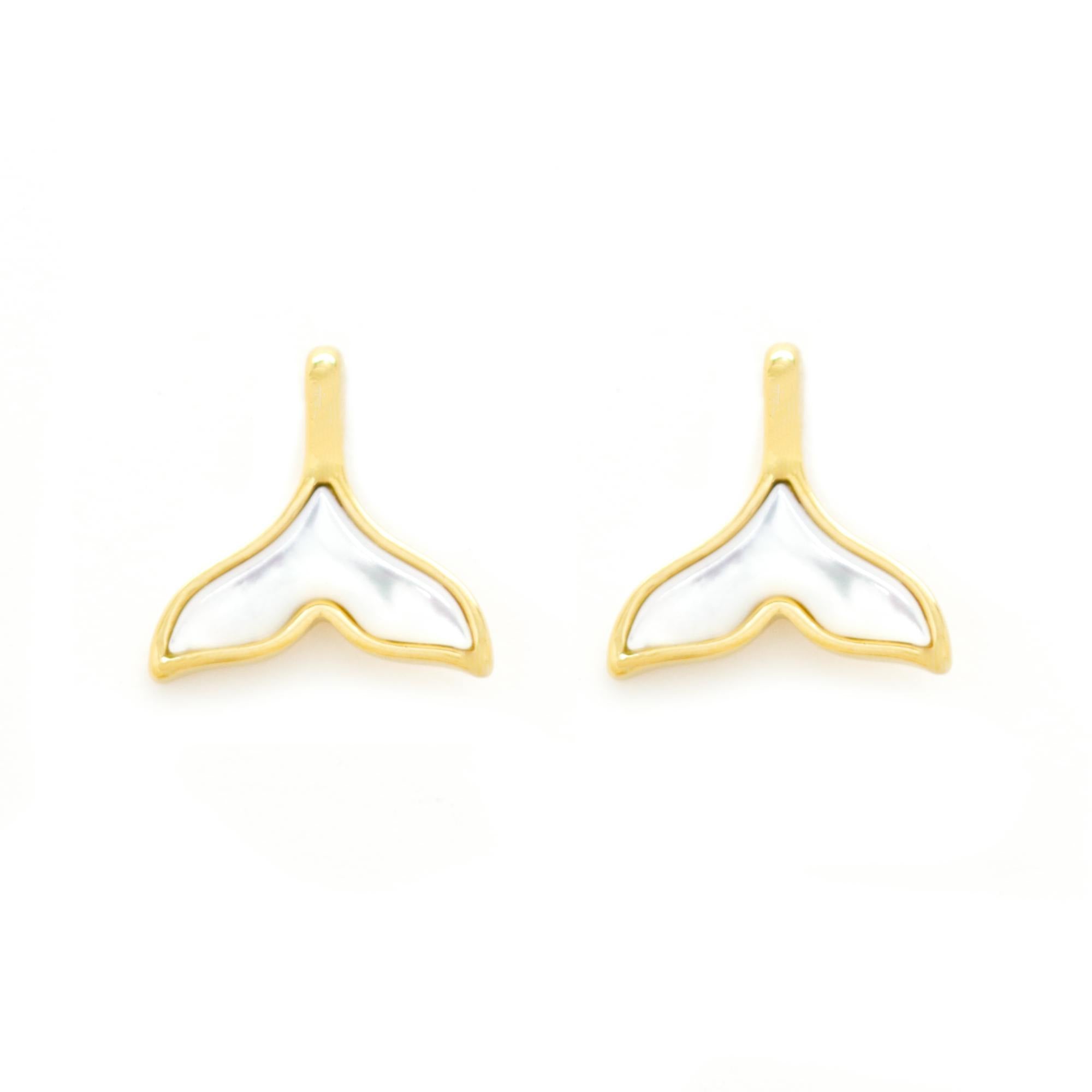 Mother of Pearl Whale Tail Earrings