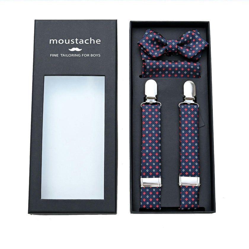 Multi-Patterned Blue Suspenders Set