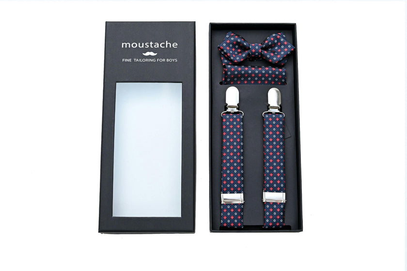 Multi-Patterned Blue Suspenders Set