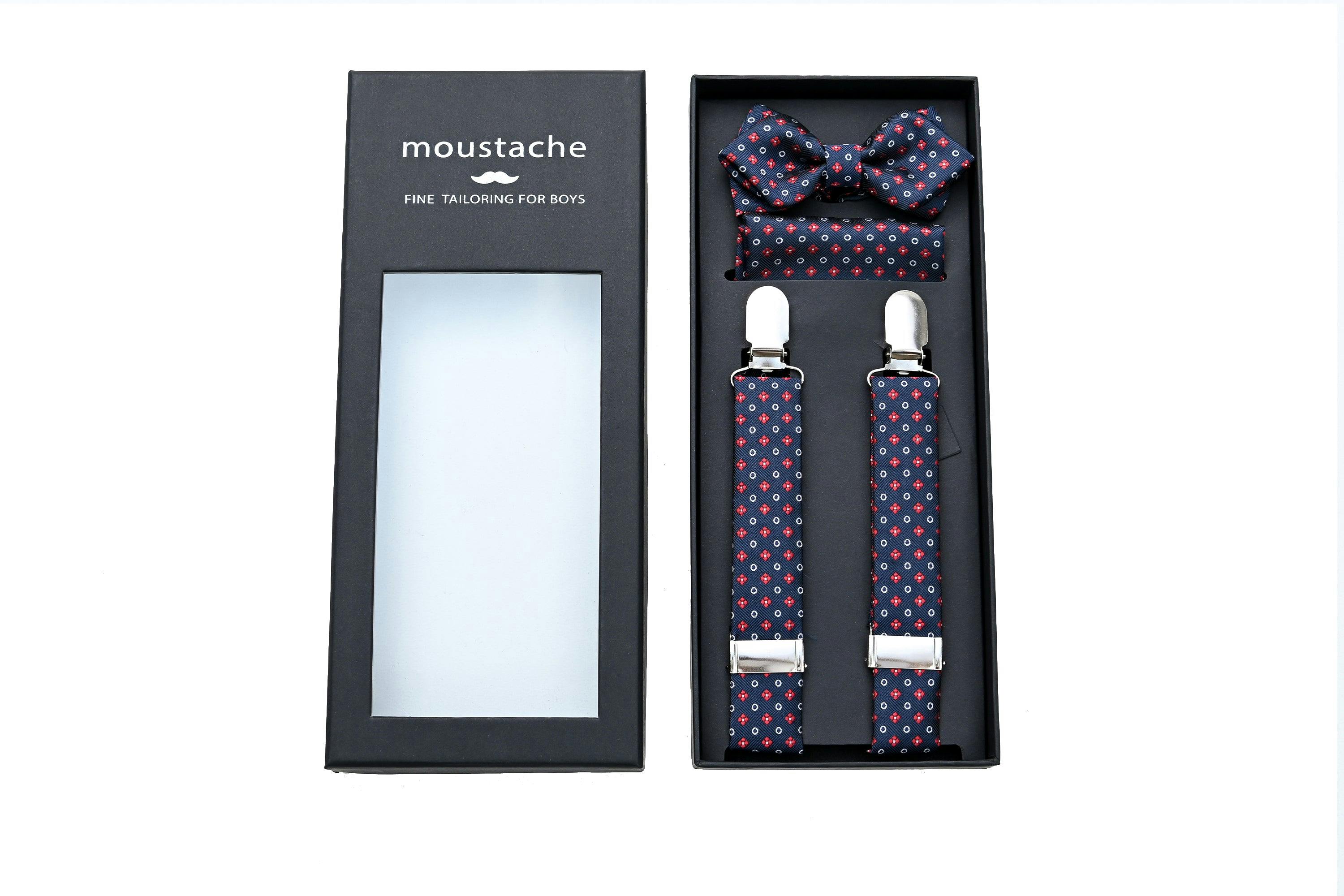 Multi-Patterned Blue Suspenders Set
