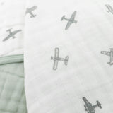 Original Organic Cotton Muslin Quilt - Pewter Planes