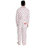 Men's Reindeer Red Long PJ Set - Organic Cotton Poplin