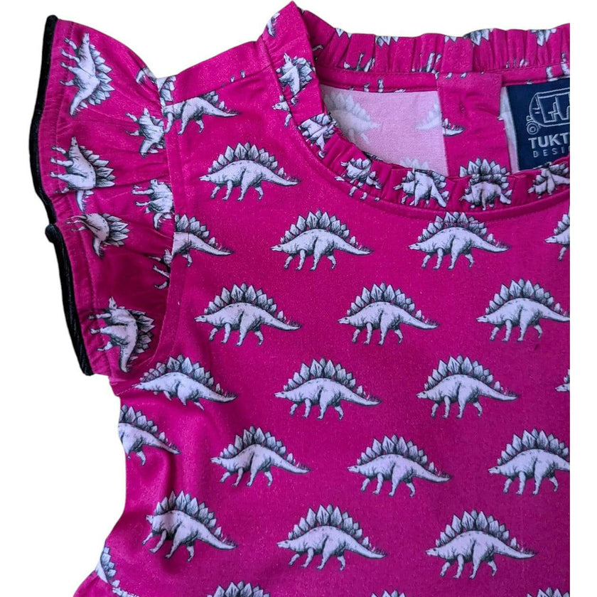 Dino in Hot Pink Ruffle Dress
