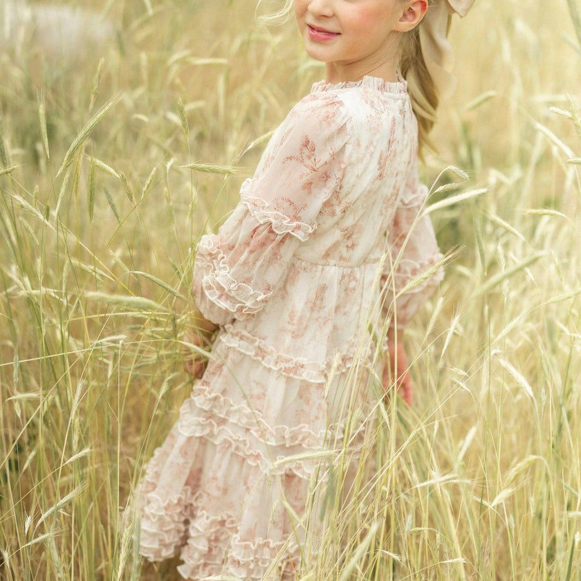 Mini Geneva Dress in Banana Creme Aquarelle Fleur