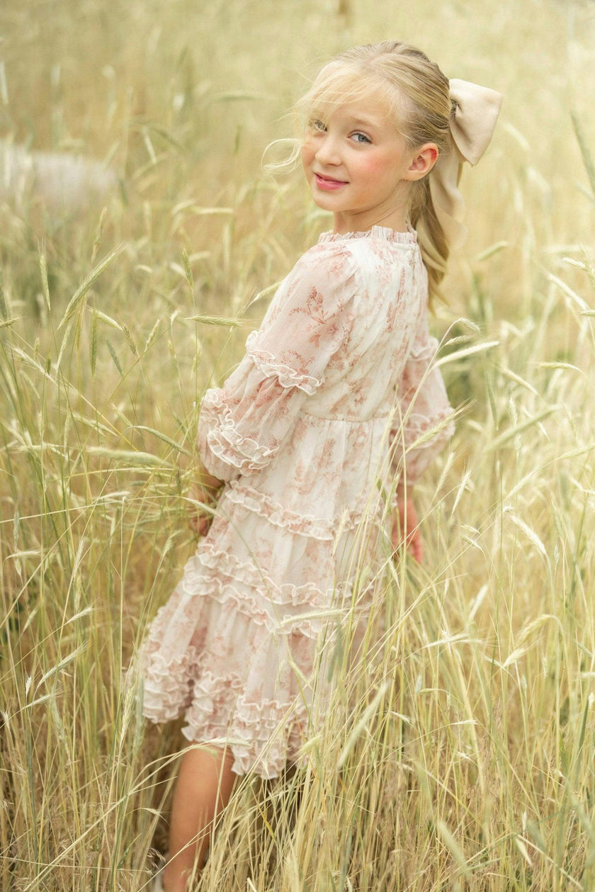 Mini Geneva Dress in Banana Creme Aquarelle Fleur