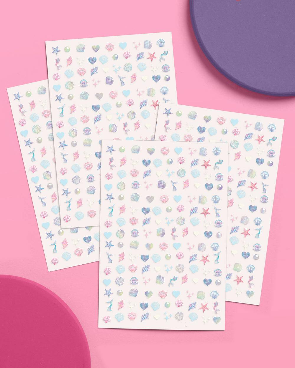 Pearlescent Mermaid Nail Stickers - 584 adhesive nail stickers