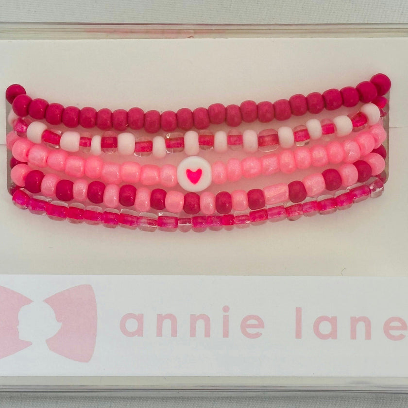 Pink set of five bracelets