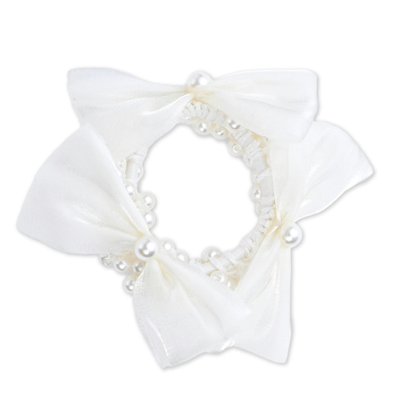 Pearl Bow Scrunchie Set