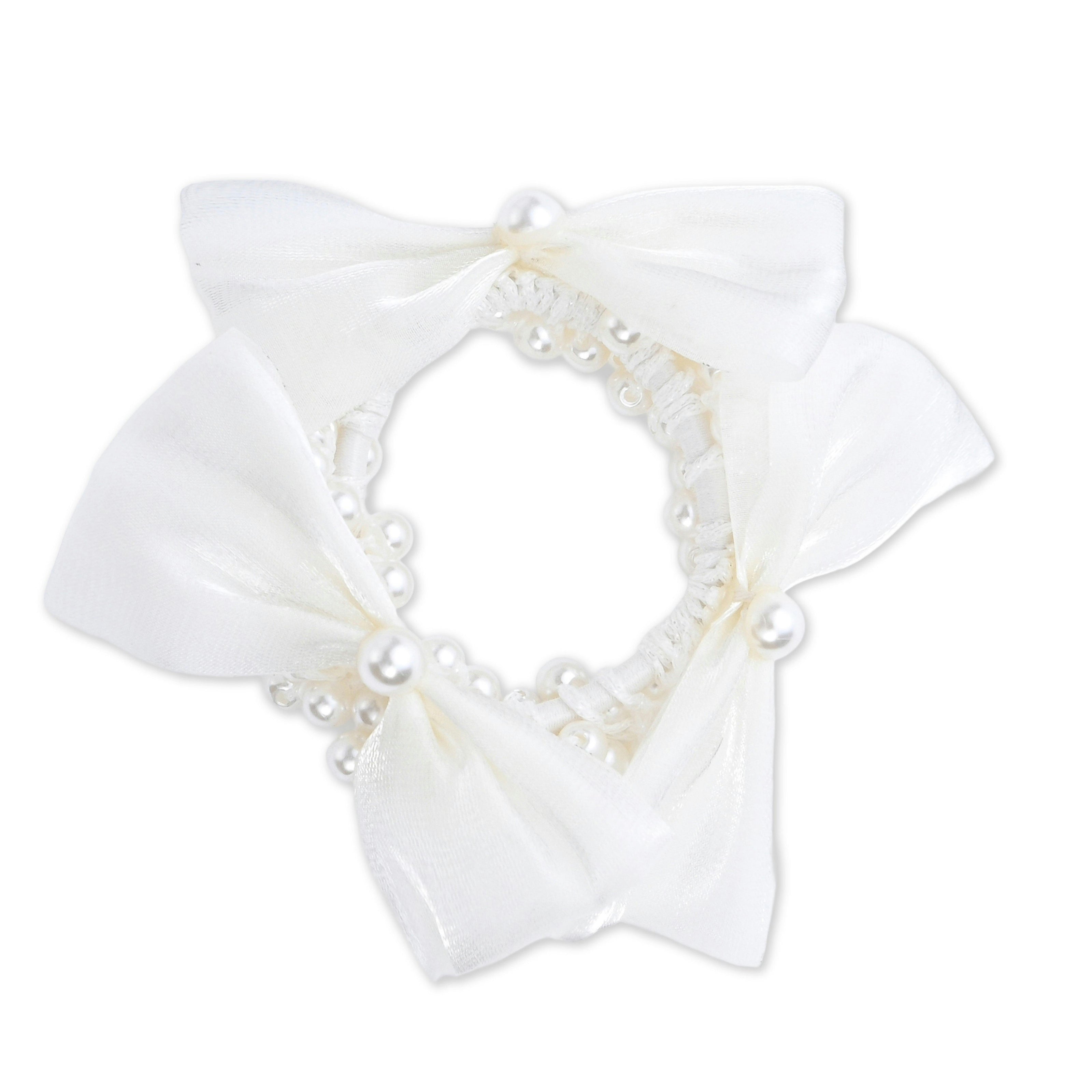 Pearl Bow Scrunchie Set
