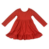 Girls Ribbed Ballet Dress in Berry Red