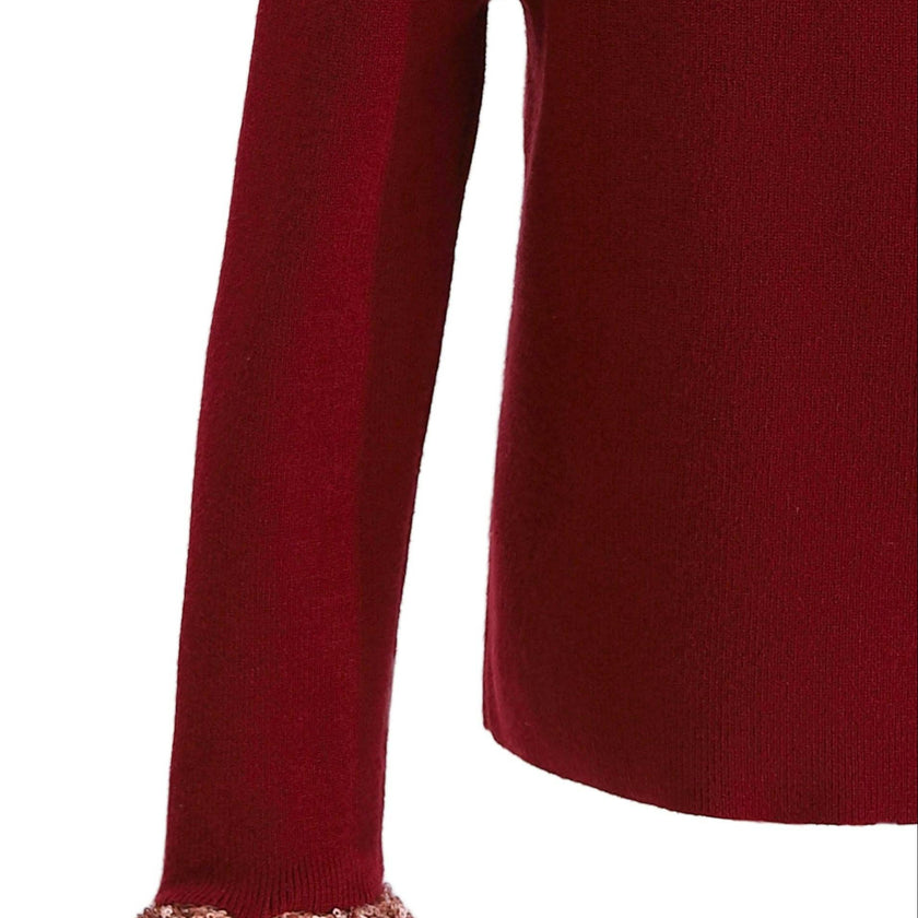 Ruby Red Ruffle-Knit Sweater
