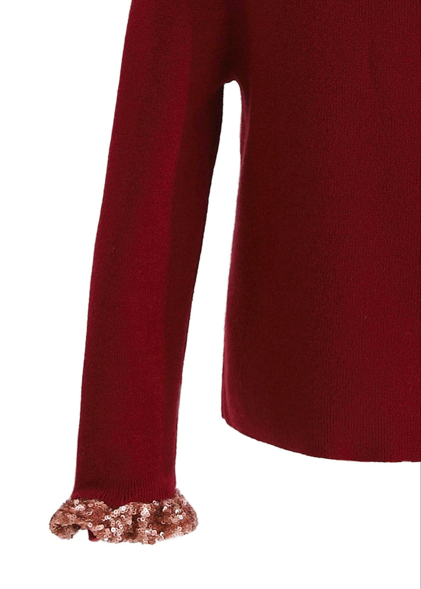 Ruby Red Ruffle-Knit Sweater