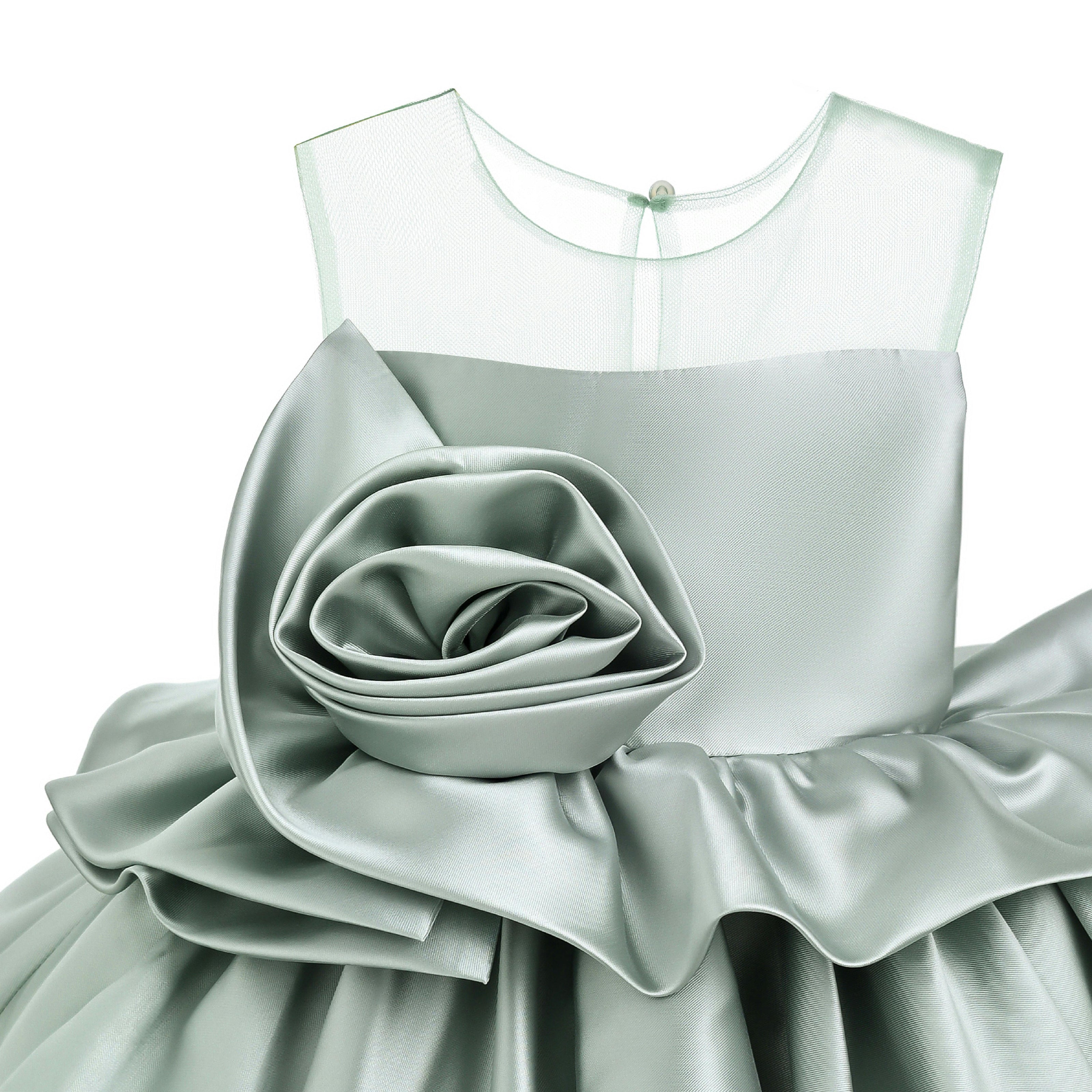 Green Oriana Peplum Sculpted Rose Dress