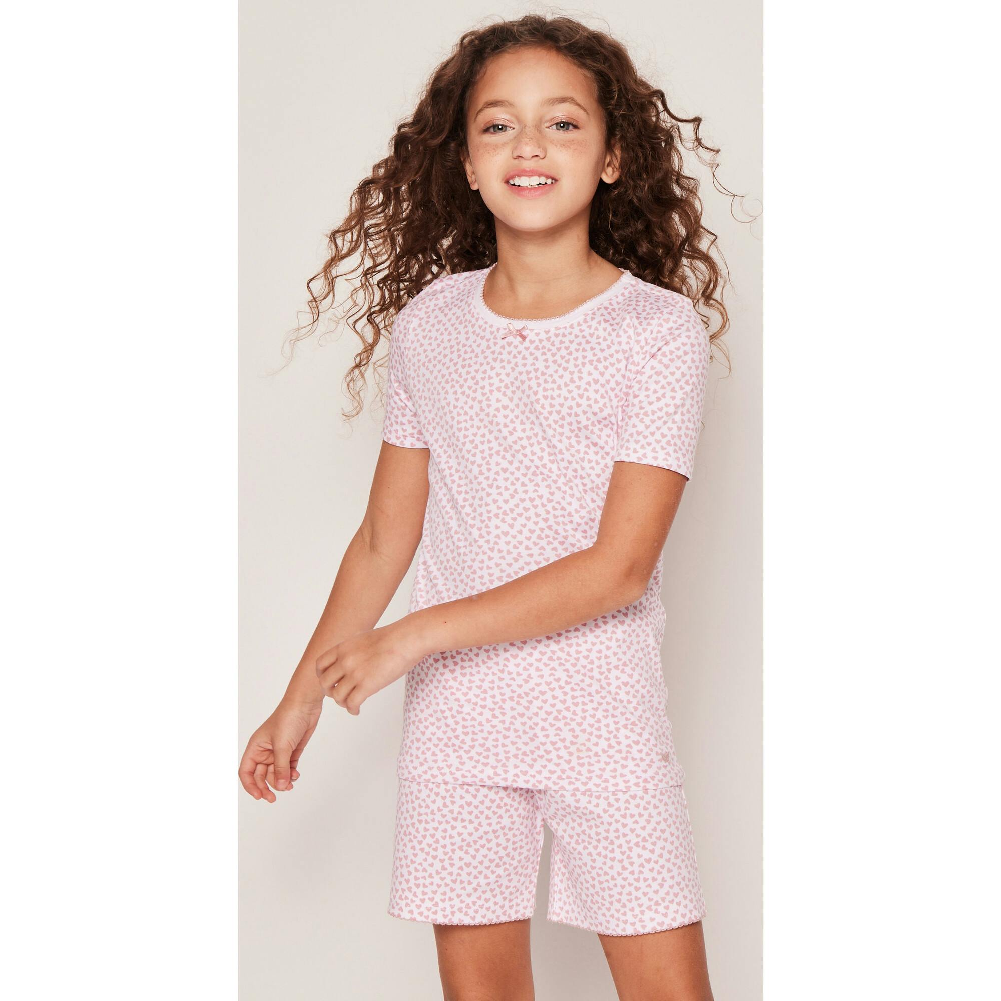 Kid's Pima Snug Fit Pajama Short Set in Sweethearts