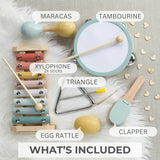 Fun Musical Instruments for Toddlers - Wooden Montessori Toy Gift for Babies & Kids 1-3 - Explore Sounds Through Play - Incl. Xylophone