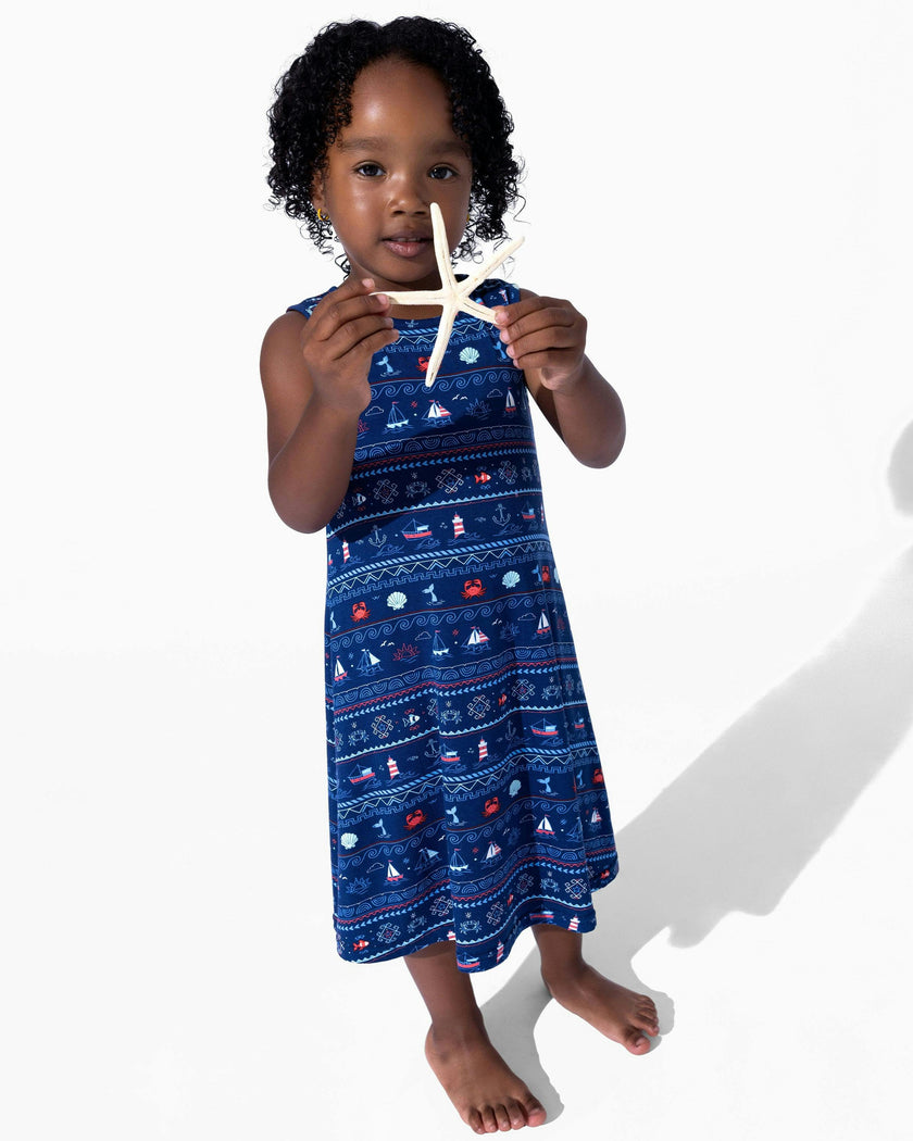 Sail Away Fair Isle Bamboo Girls' Sleeveless Dress