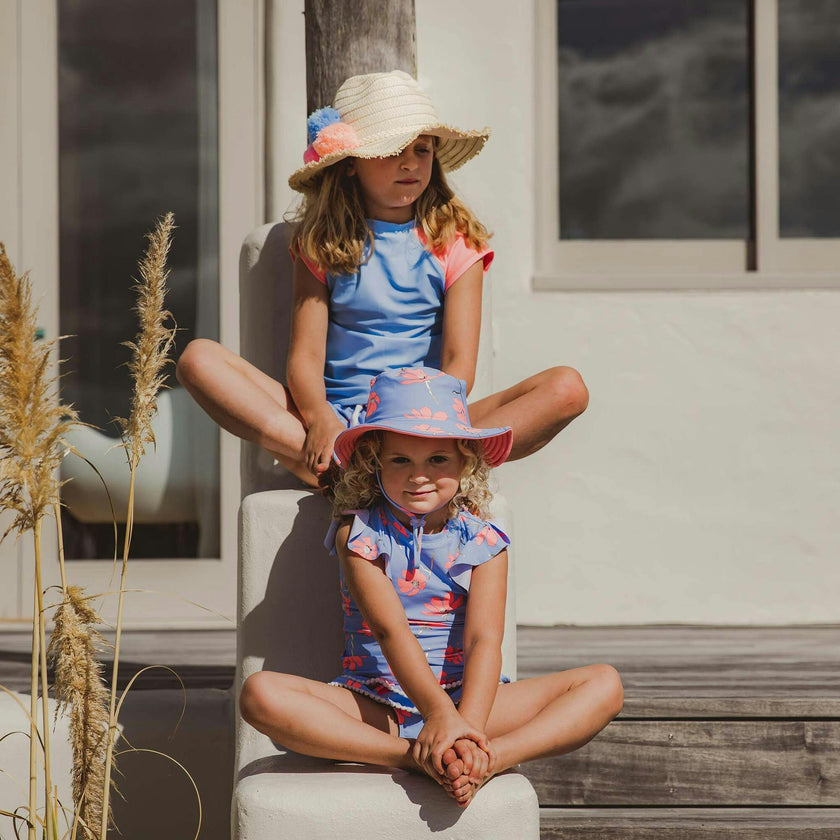 Cornflower Peach Sleeve SS Rash Top